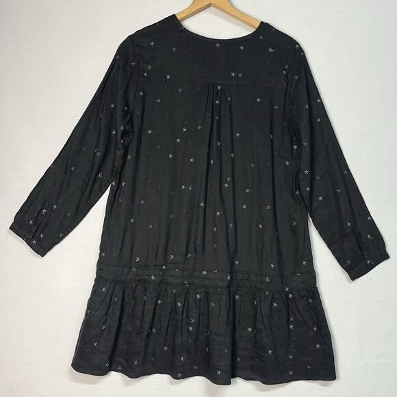 NWT Rails Lydia Black Stars Linen Rayon Embroidered Boho Babydoll Dress Sz S - Picture 4 of 9
